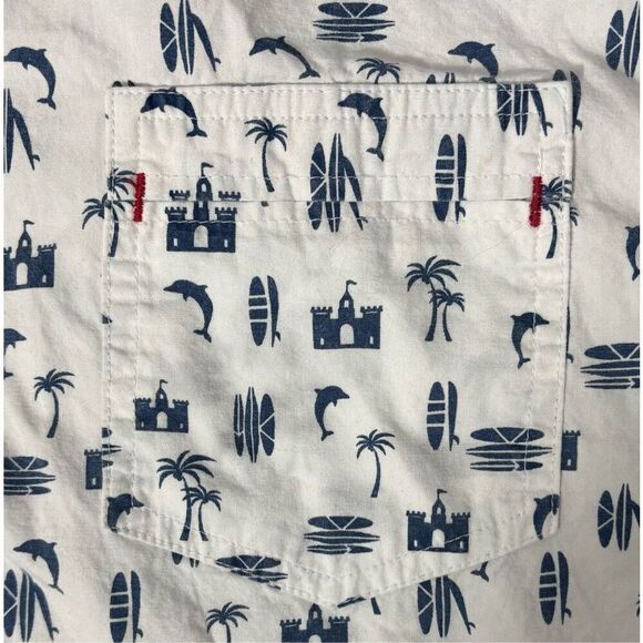 Burnside Men's White Tropical Print Button Down Short Sleeve Shirt Size M - Picture 4 of 7
